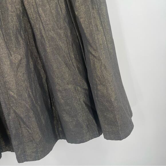 BCBGMAXAZRIA Skirt Size 4 Gold Black Pleated High Waisted A-Line Business Casual - Picture 9 of 14